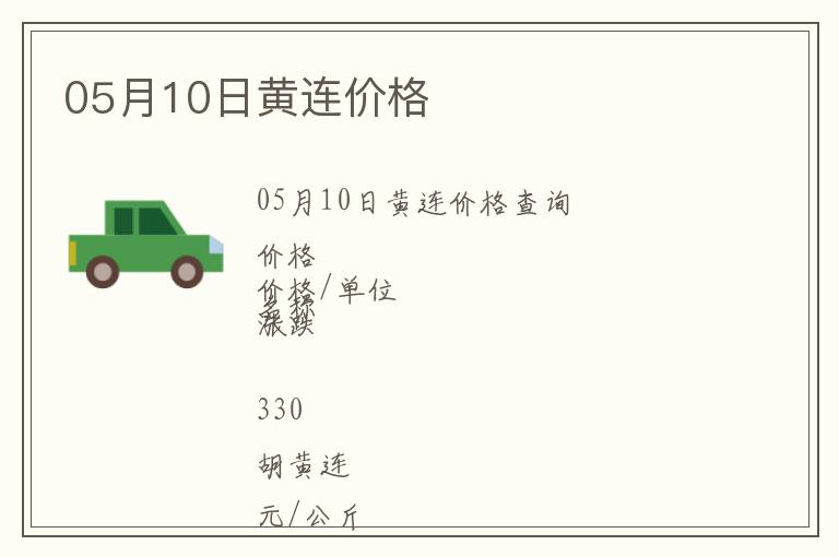 05月10日黃連價(jià)格