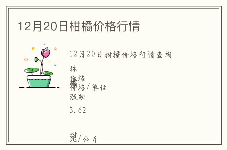 12月20日柑橘價(jià)格行情