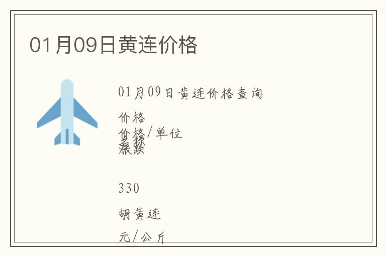 01月09日黃連價(jià)格