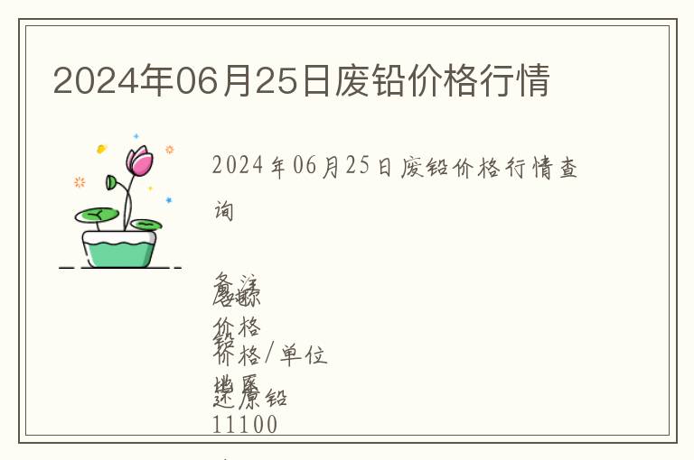 2024年06月25日廢鉛價格行情