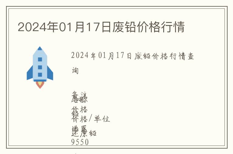 2024年01月17日廢鉛價格行情