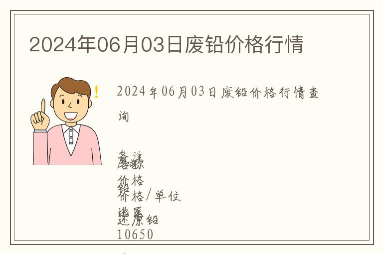 2024年06月03日廢鉛價格行情