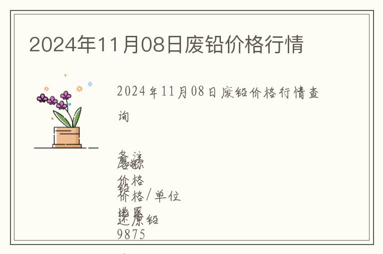 2024年11月08日廢鉛價格行情