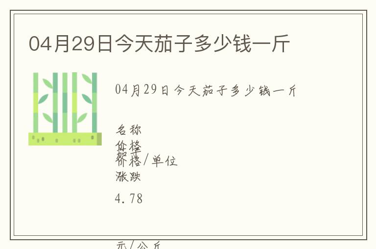 04月29日今天茄子多少錢一斤