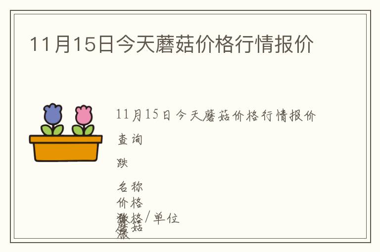 11月15日今天蘑菇價(jià)格行情報(bào)價(jià)