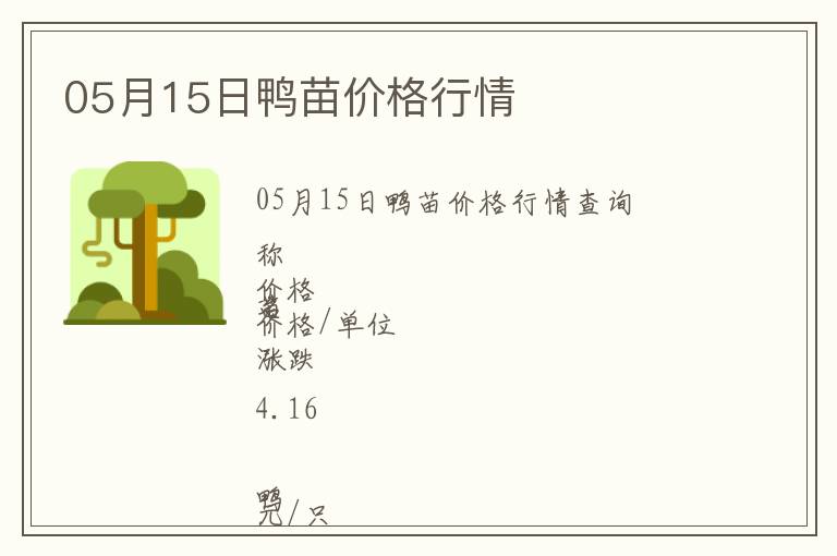 05月15日鴨苗價(jià)格行情