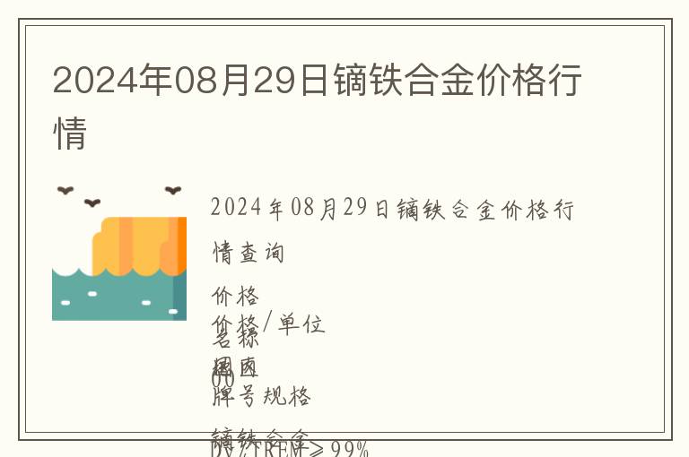 2024年08月29日鏑鐵合金價格行情
