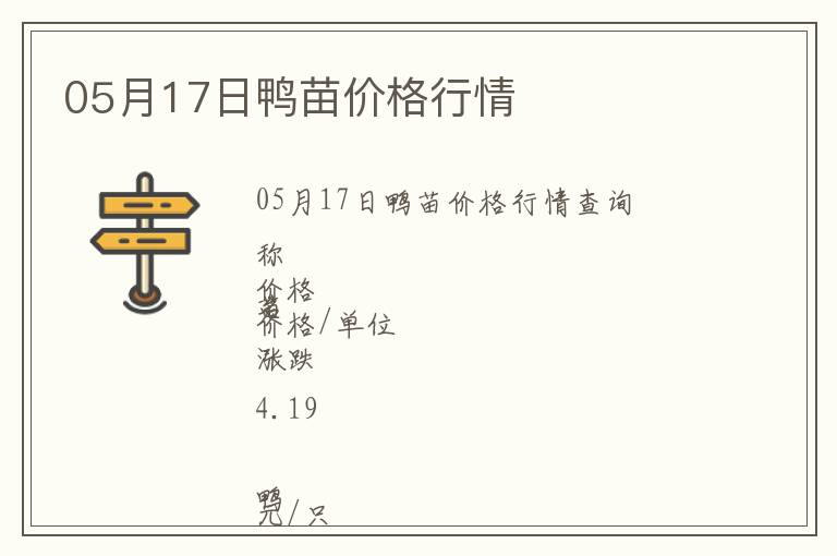 05月17日鴨苗價格行情