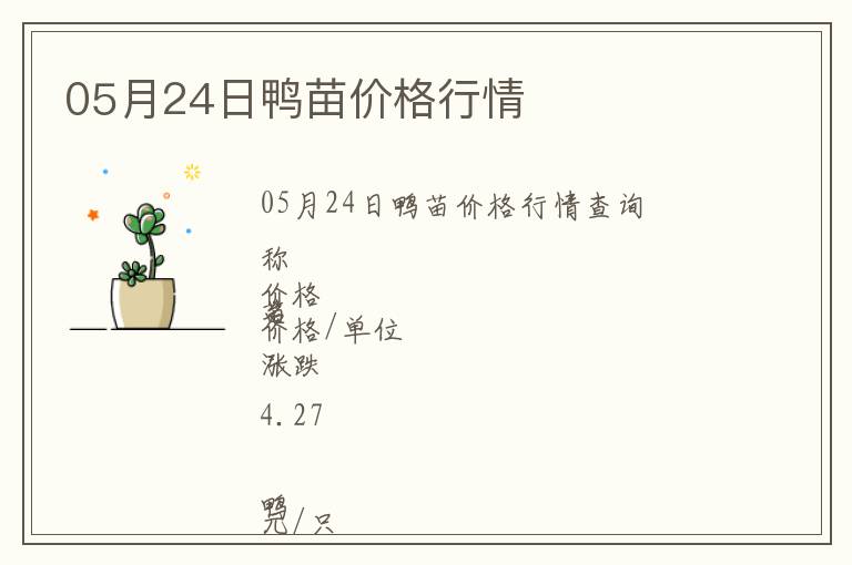 05月24日鴨苗價格行情