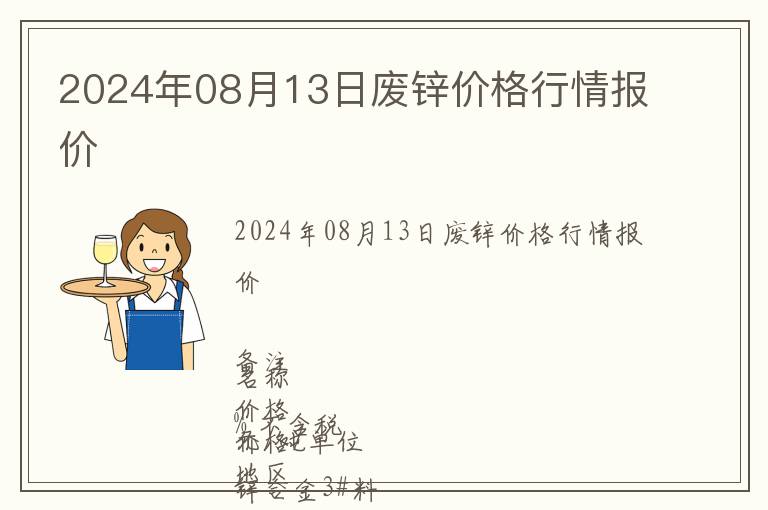 2024年08月13日廢鋅價格行情報價