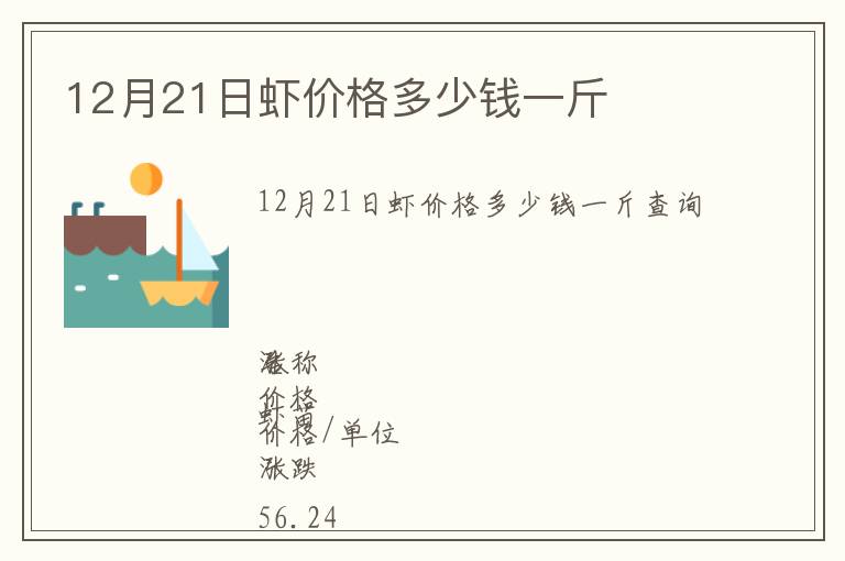 12月21日蝦價格多少錢一斤