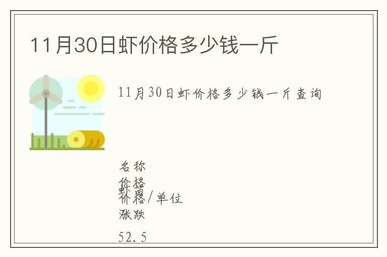 11月30日蝦價格多少錢一斤