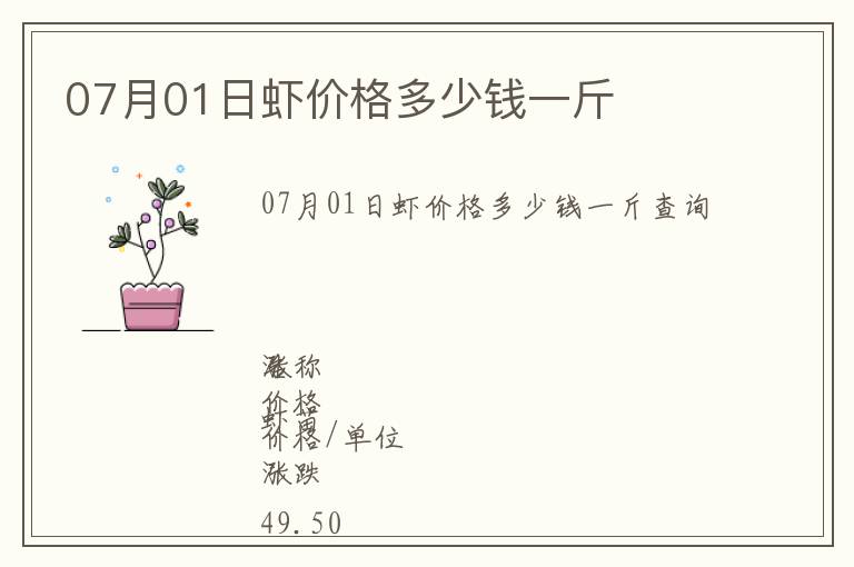 07月01日蝦價格多少錢一斤