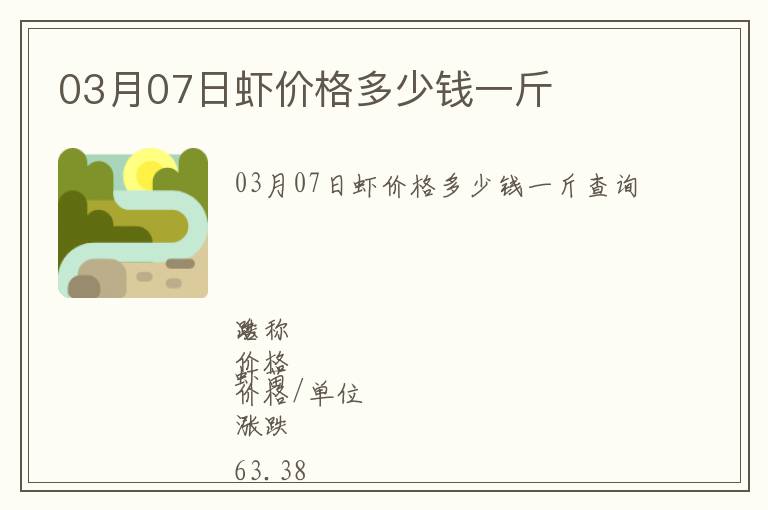 03月07日蝦價格多少錢一斤