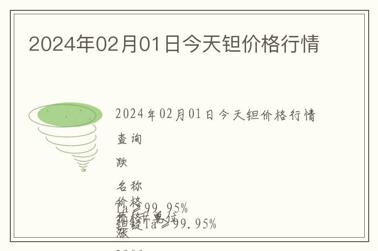 2024年02月01日今天鉭價(jià)格行情