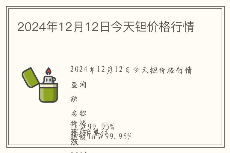 2024年12月12日今天鉭價格行情