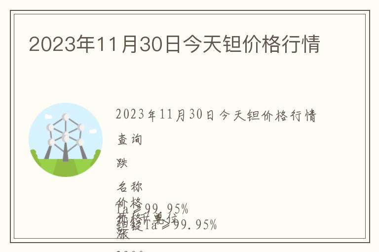 2023年11月30日今天鉭價格行情