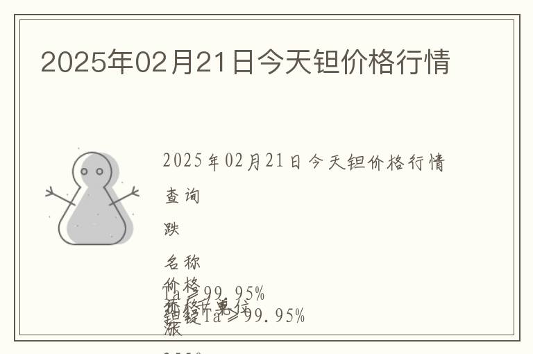 2025年02月21日今天鉭價(jià)格行情