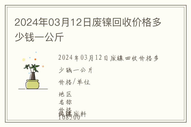 2024年03月12日廢鎳回收價(jià)格多少錢一公斤