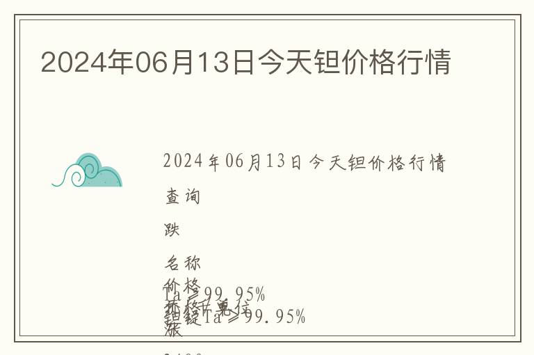 2024年06月13日今天鉭價(jià)格行情
