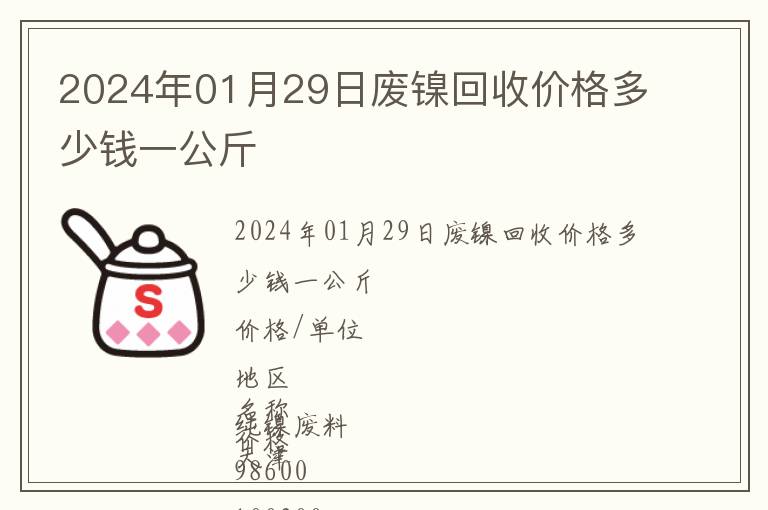 2024年01月29日廢鎳回收價格多少錢一公斤