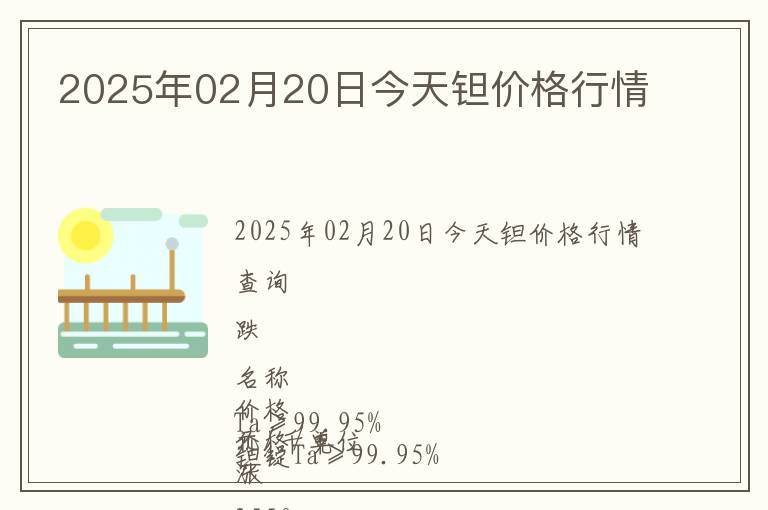 2025年02月20日今天鉭價格行情