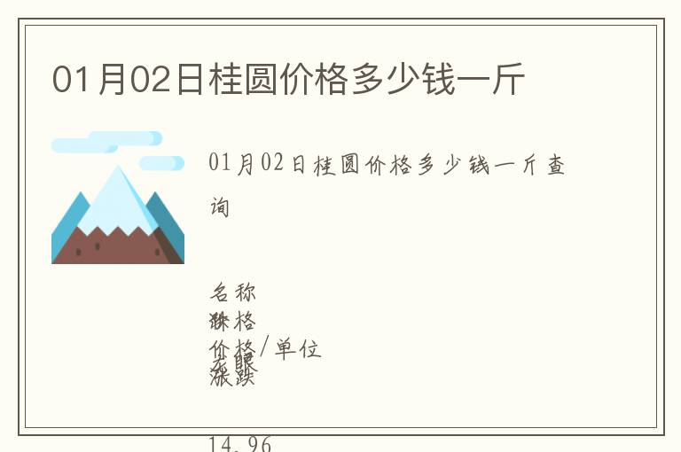 01月02日桂圓價(jià)格多少錢一斤