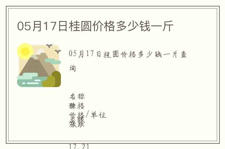 05月17日桂圓價格多少錢一斤