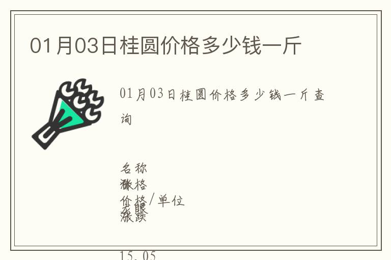 01月03日桂圓價格多少錢一斤