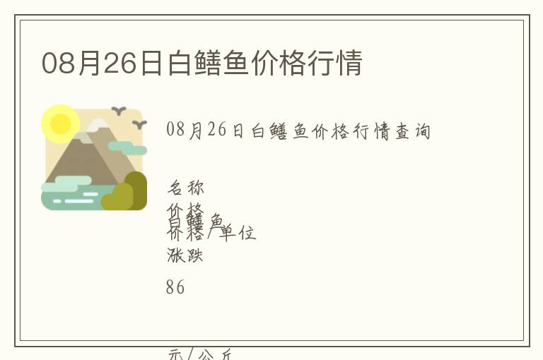 08月26日白鱔魚價格行情