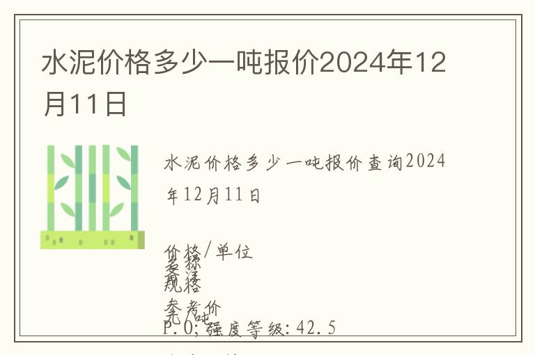 水泥價格多少一噸報價2024年12月11日