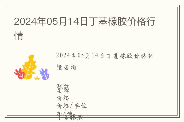 2024年05月14日丁基橡膠價格行情