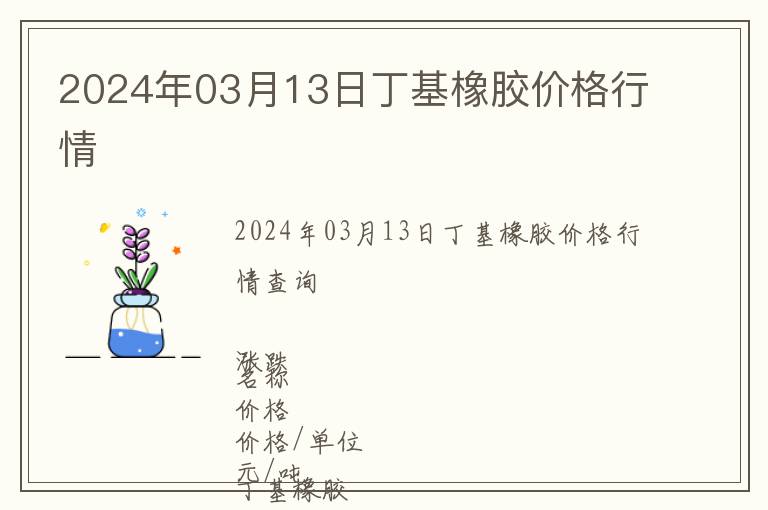 2024年03月13日丁基橡膠價格行情