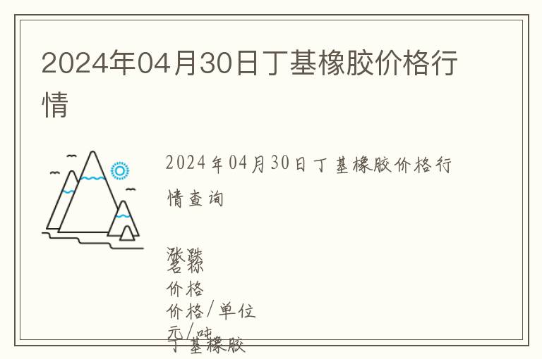 2024年04月30日丁基橡膠價格行情