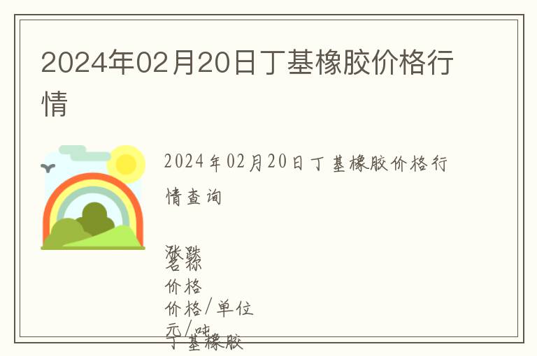 2024年02月20日丁基橡膠價格行情