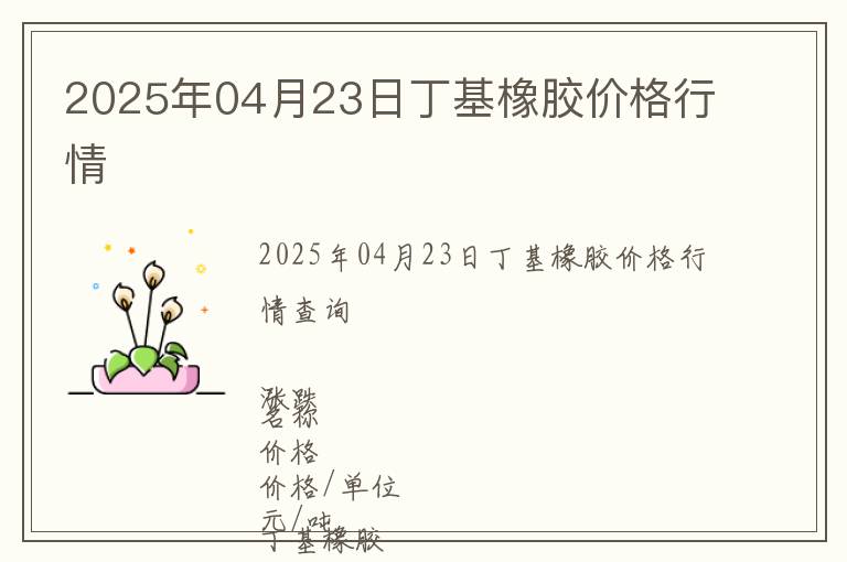 2025年04月23日丁基橡膠價格行情