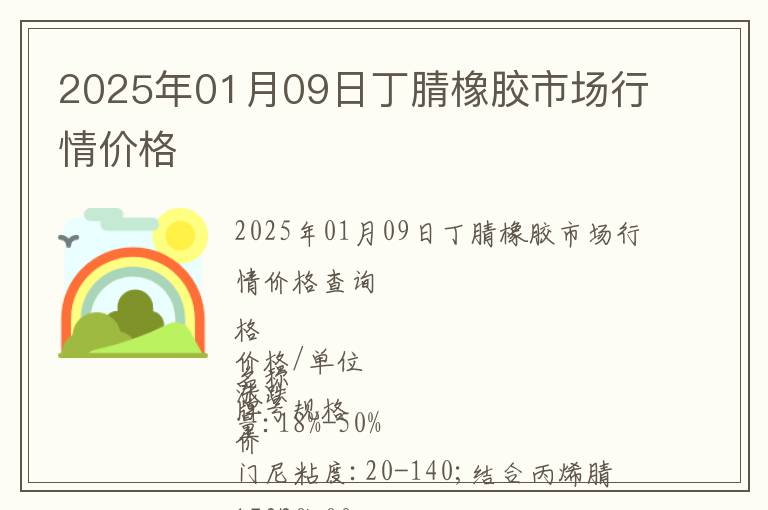 2025年01月09日丁腈橡膠市場行情價格