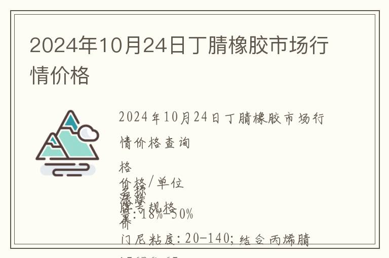 2024年10月24日丁腈橡膠市場行情價格