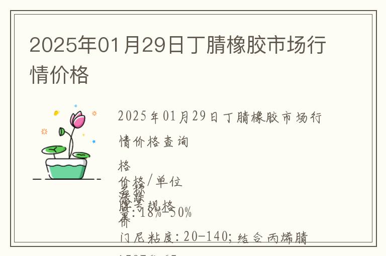 2025年01月29日丁腈橡膠市場行情價格