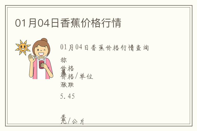 01月04日香蕉價格行情