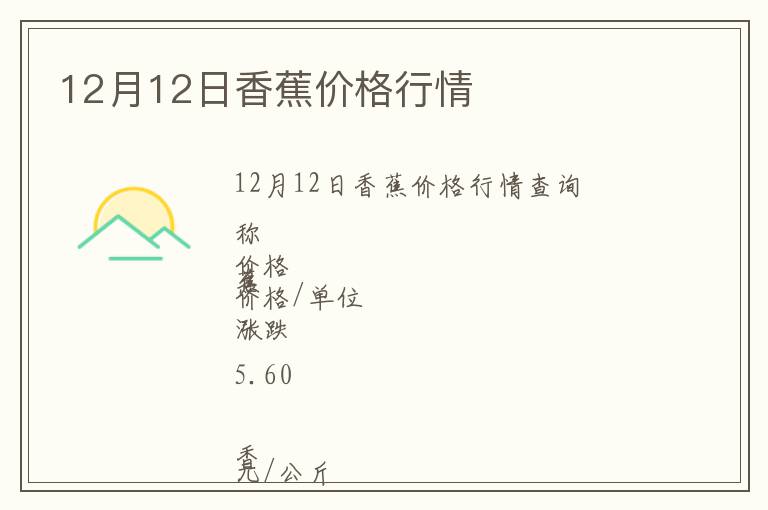 12月12日香蕉價格行情