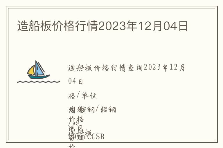 造船板價格行情2023年12月04日