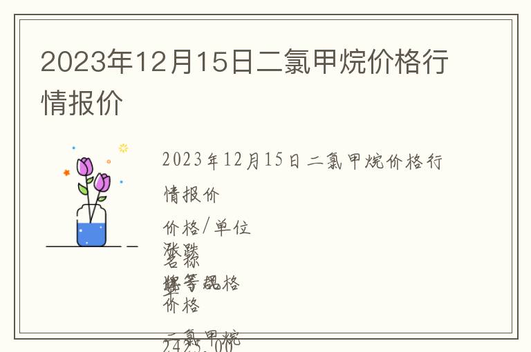 2023年12月15日二氯甲烷價格行情報價