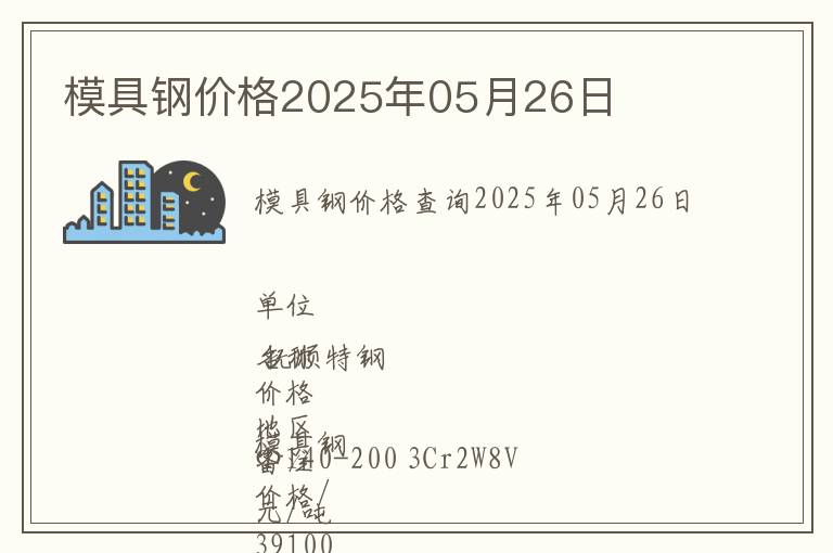 模具鋼價格2025年05月26日