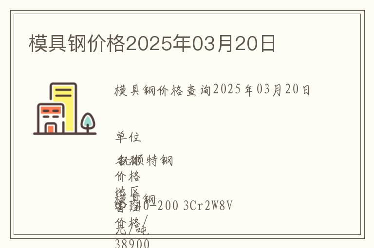 模具鋼價格2025年03月20日