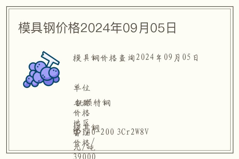 模具鋼價格2024年09月05日
