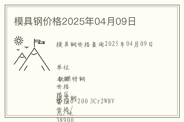 模具鋼價格2025年04月09日