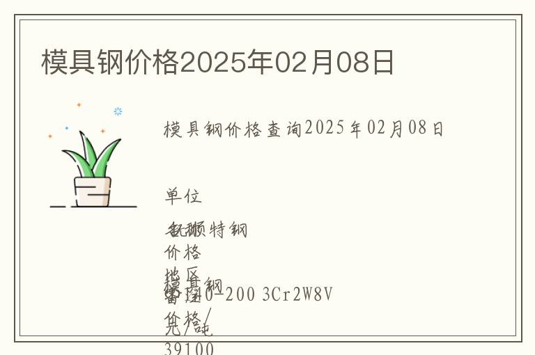 模具鋼價格2025年02月08日