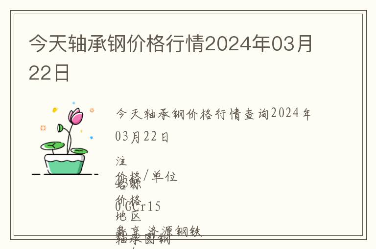 今天軸承鋼價格行情2024年03月22日