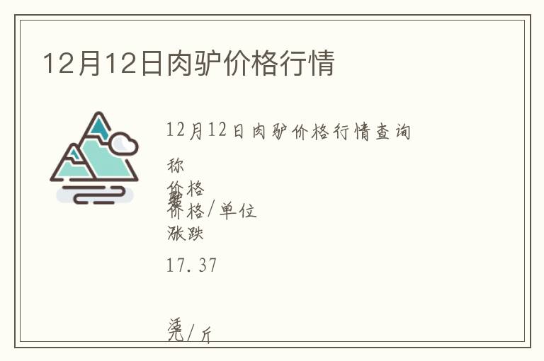 12月12日肉驢價(jià)格行情